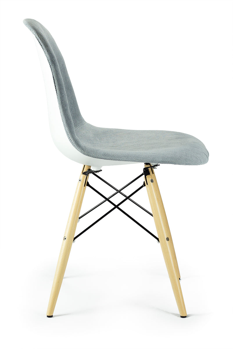 Silla plastic tapizada madera