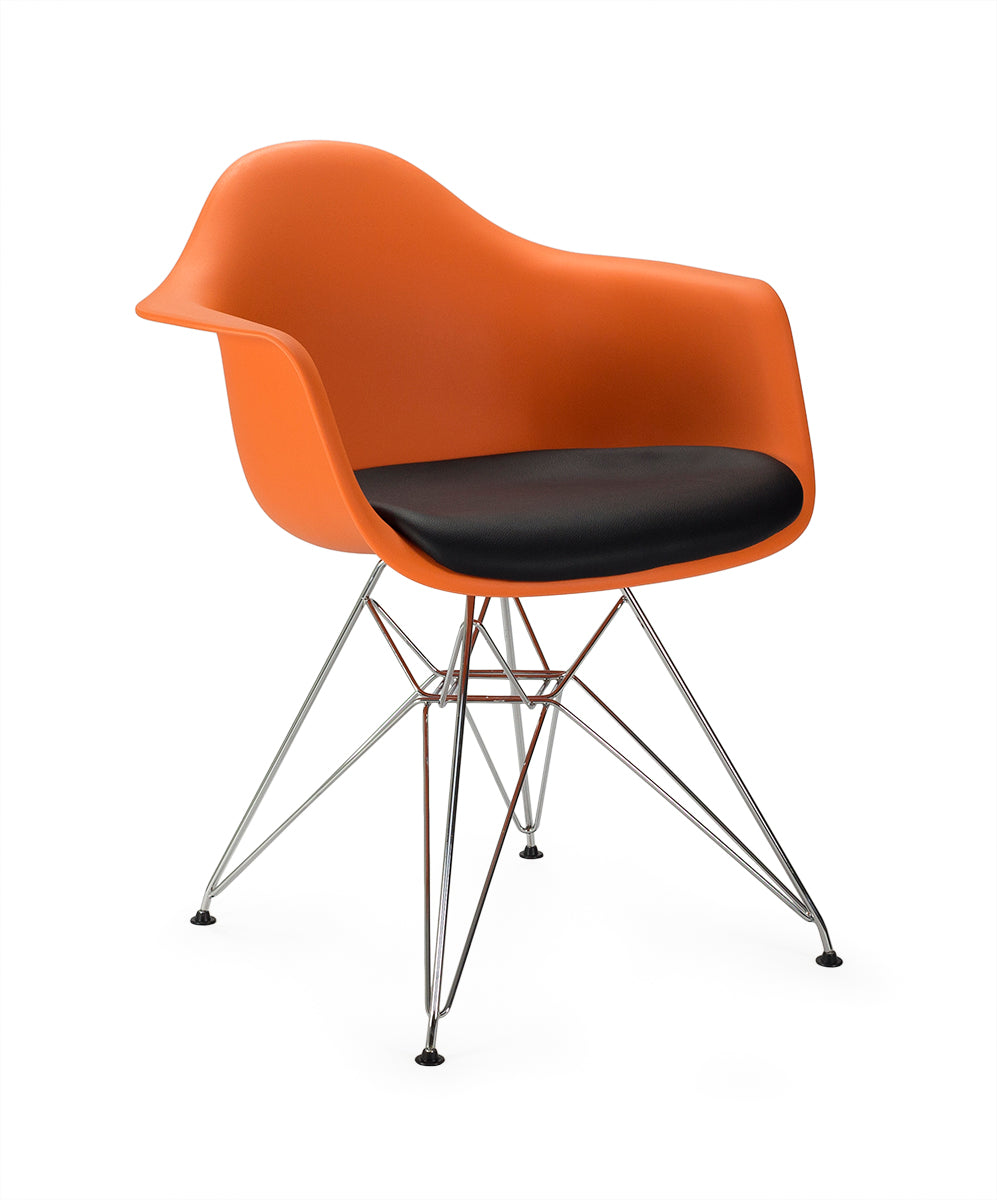 Sillon de comedor plastic acero cojin negro