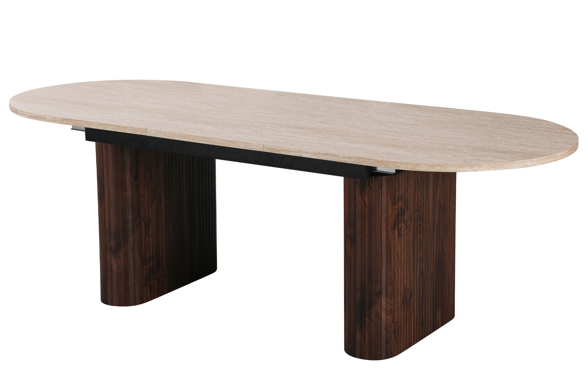 Mesa de comedor extensible ovalada Traventino-nogal 180-230 cm