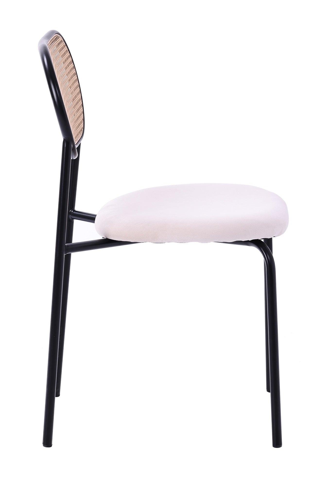 Silla de comedor ratán asiento de terciopelo beige Samira