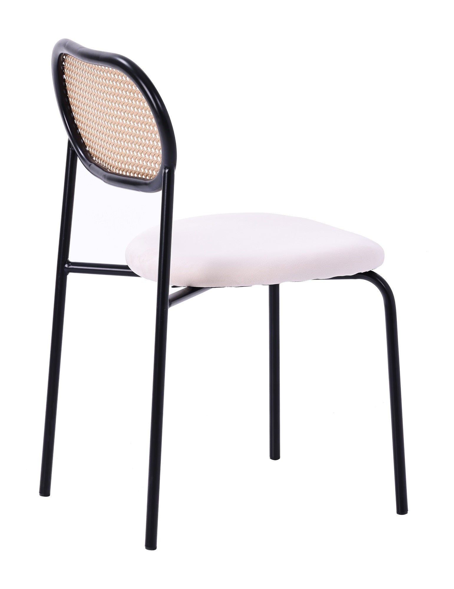 Silla de comedor ratán asiento de terciopelo beige Samira