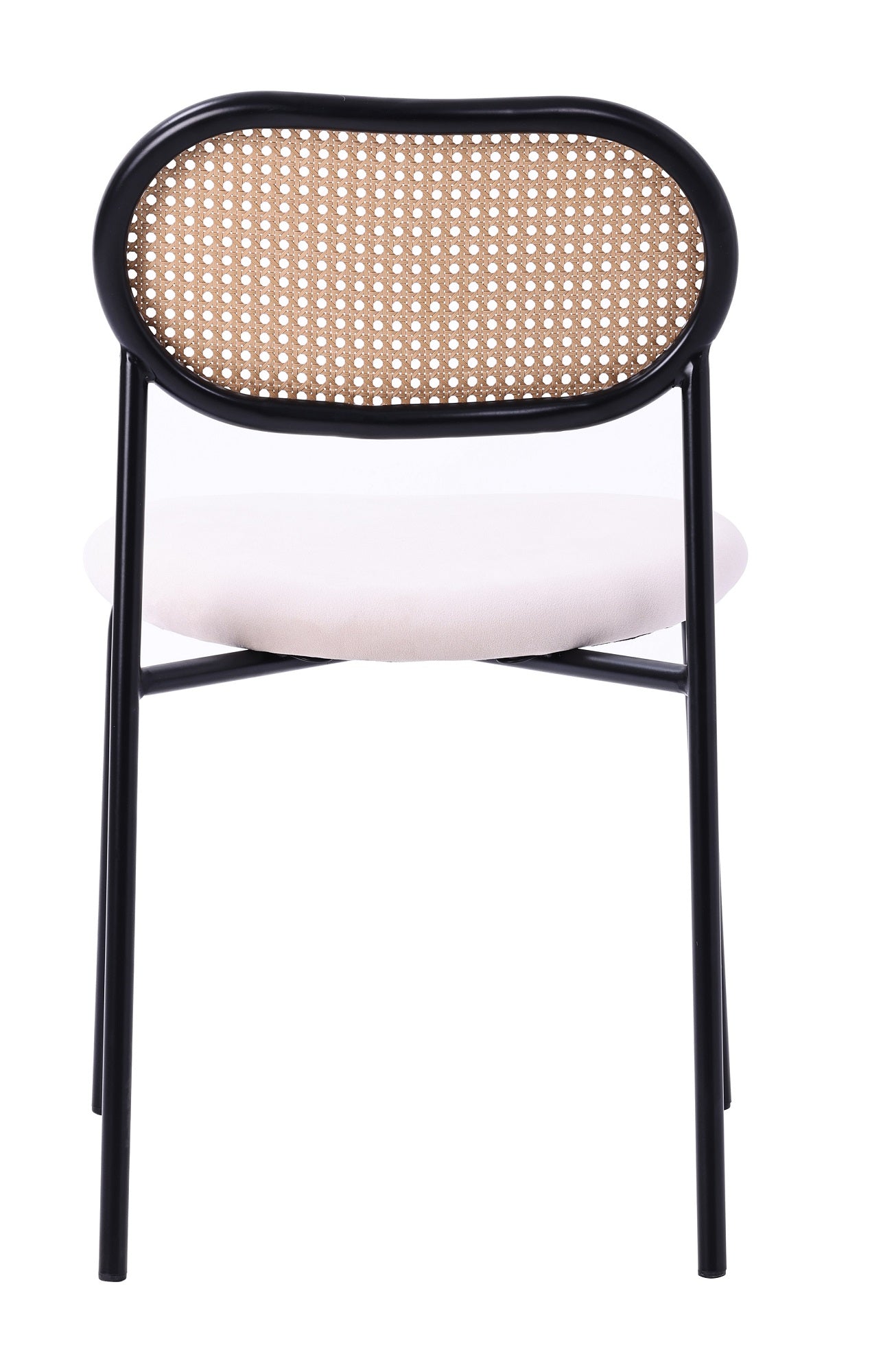 Silla de comedor ratán asiento de terciopelo beige Samira