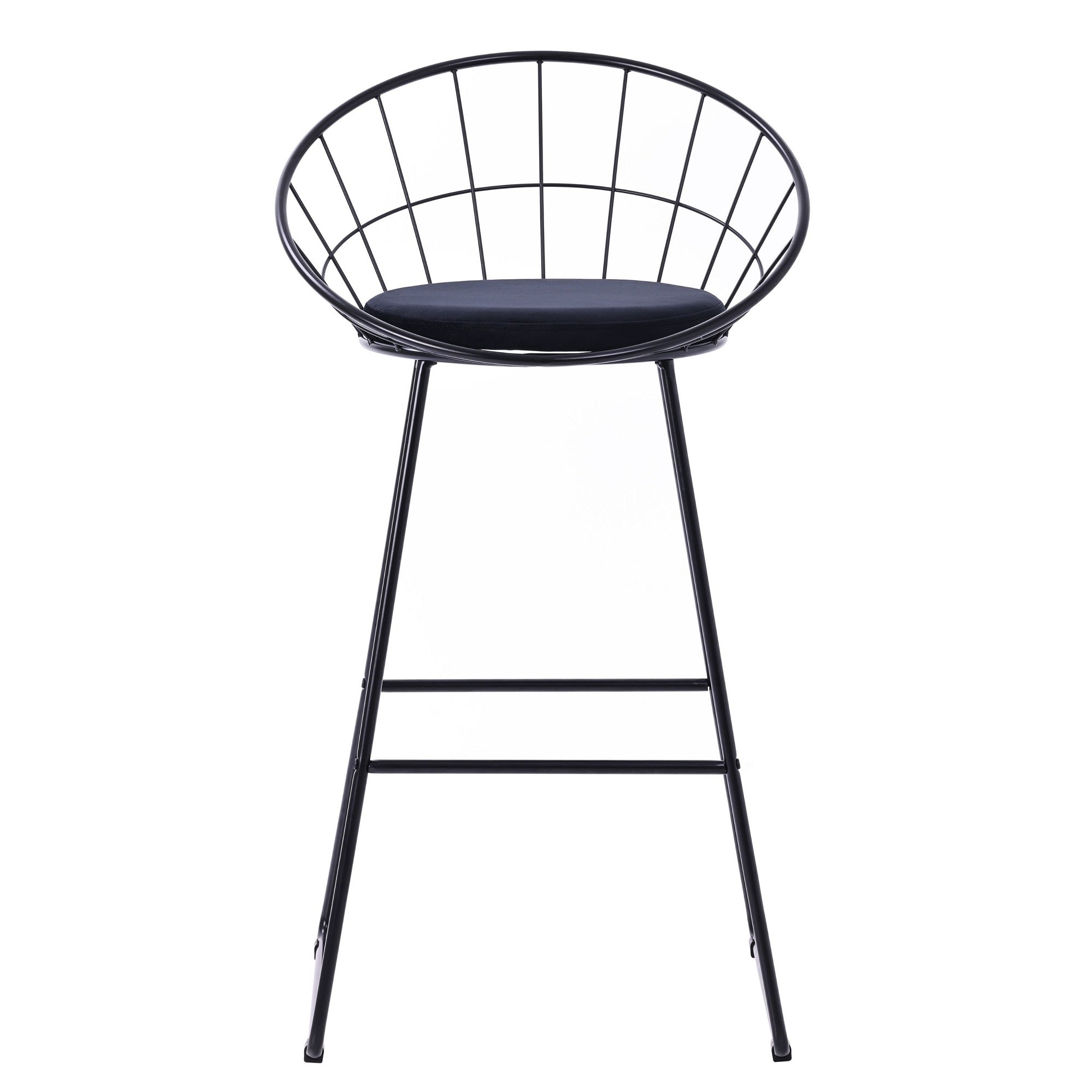 Lot de 2 tabourets de bar Agathe velours noir pieds or | Paris