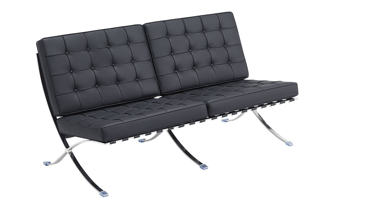 Sillón de diseño Barna semipiel 2 plazas Negro