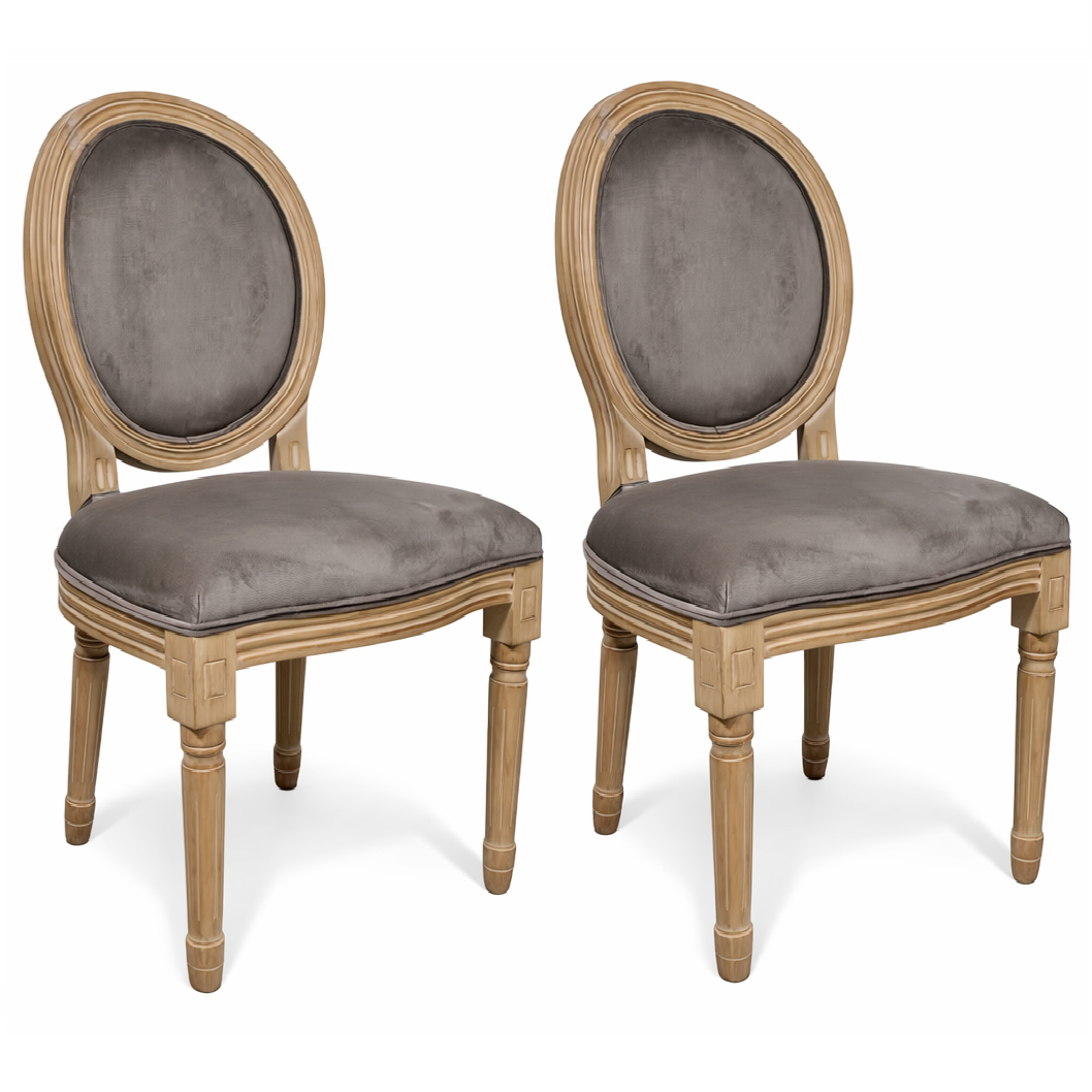 Lote 2 sillas de comedor Luis XV terciopelo