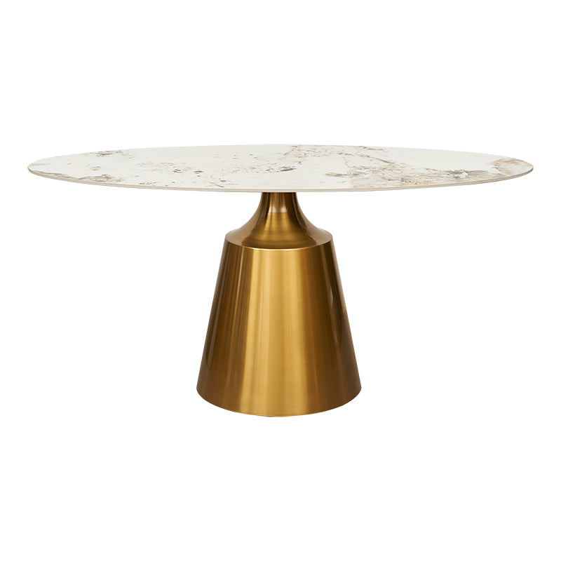 Mesa de comedor Coupra Dorada Oval 160/180 piedra sinterizada