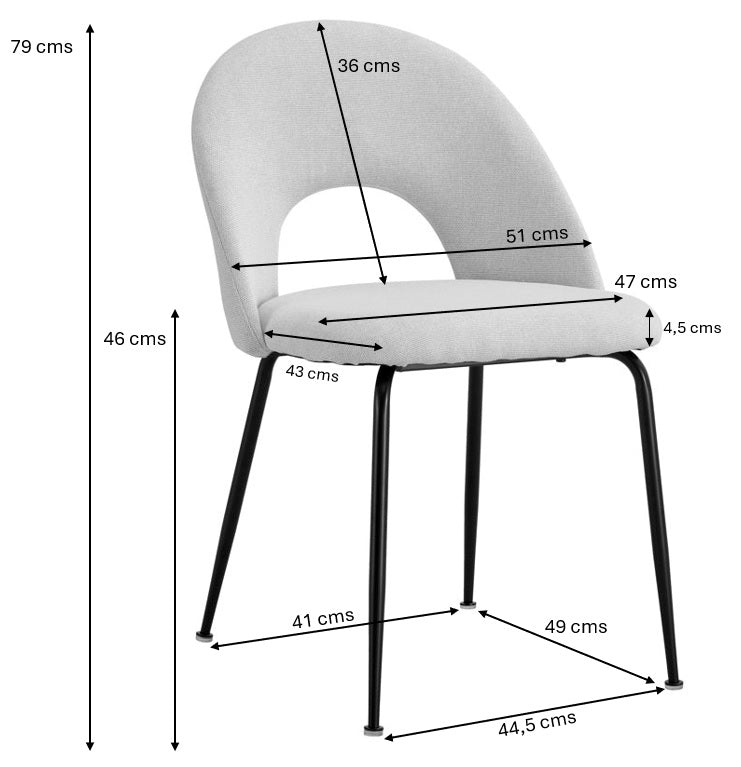 Silla de comedor Alba tapizada tela