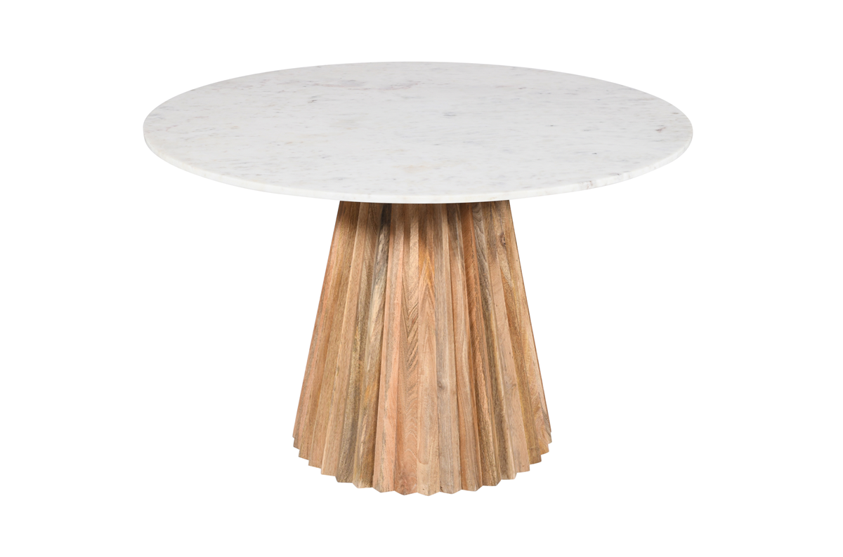 Mesa de comedor base de madera mango y mármol Ø130 Atica