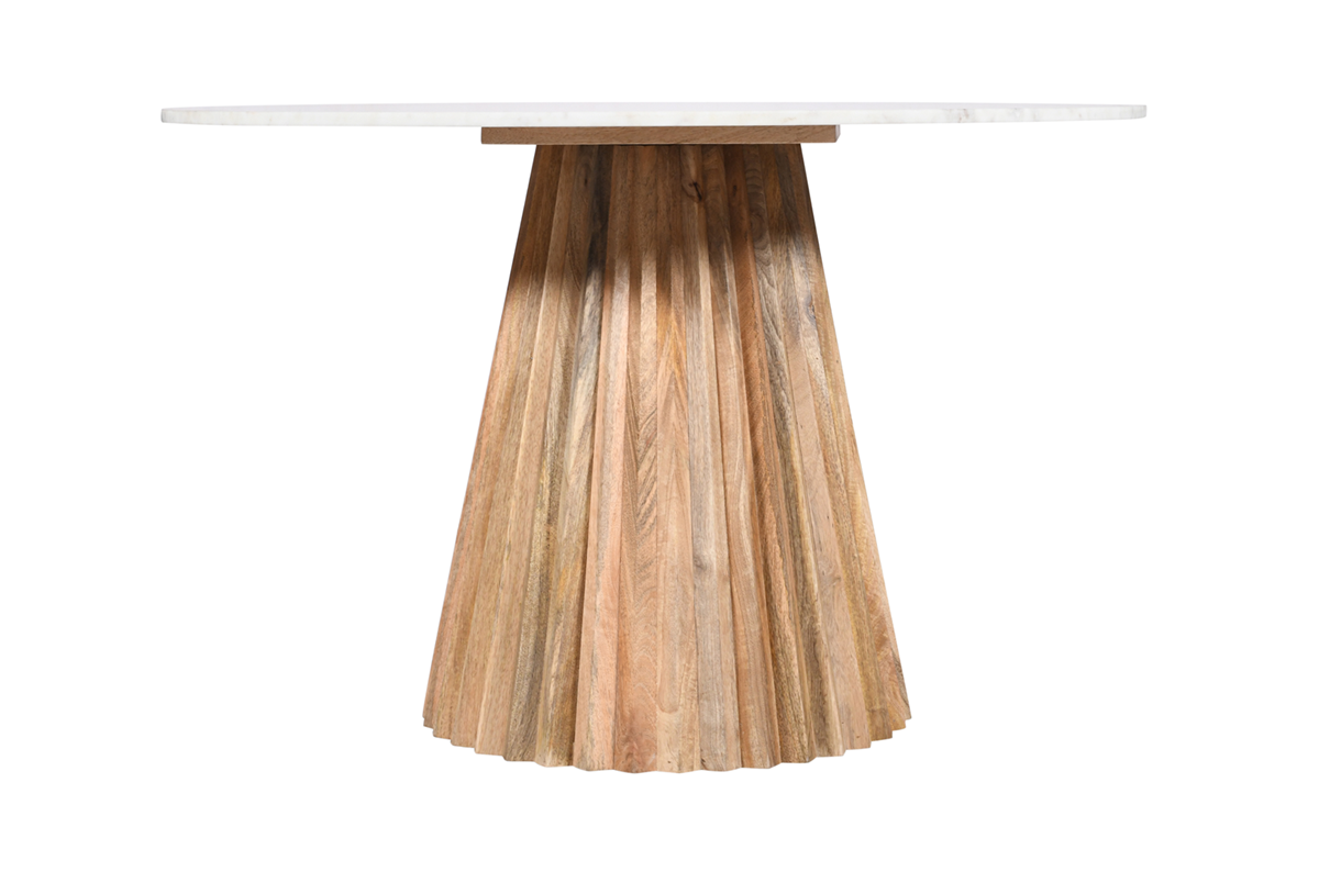Mesa de comedor base de madera mango y mármol Ø130 Atica