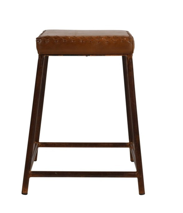 Taburete vintage bajo cuero Telmo