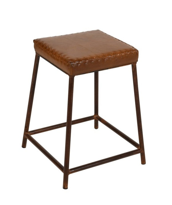 Taburete vintage bajo cuero Telmo