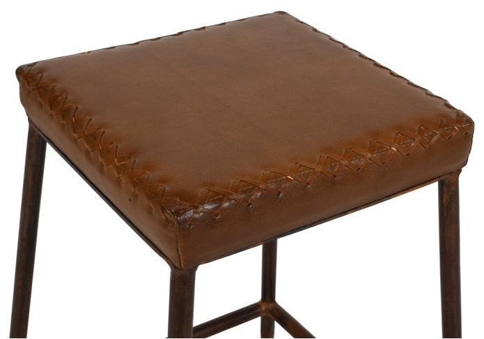 Taburete vintage bajo cuero Telmo