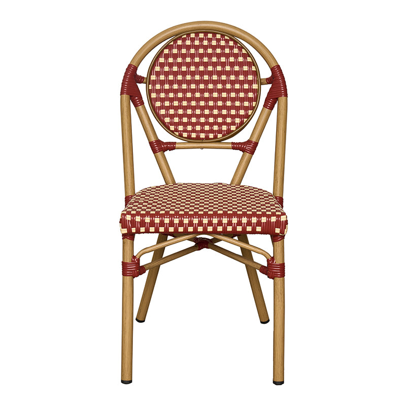 Silla parisina ratán sintético Denis rojo