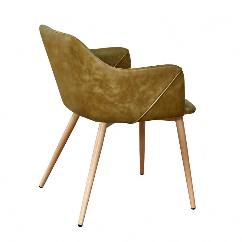 Sillon comedor Filip cuero imitacion Verde oliva