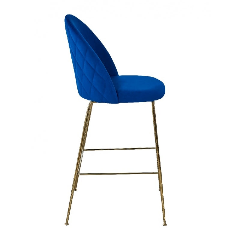 Taburete barra Rosi Gold terciopelo Azul H75 cms