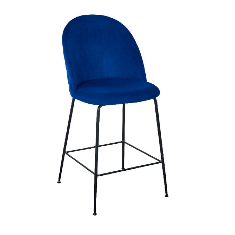 Taburete de bar terciopelo azul H65 cms Rosi