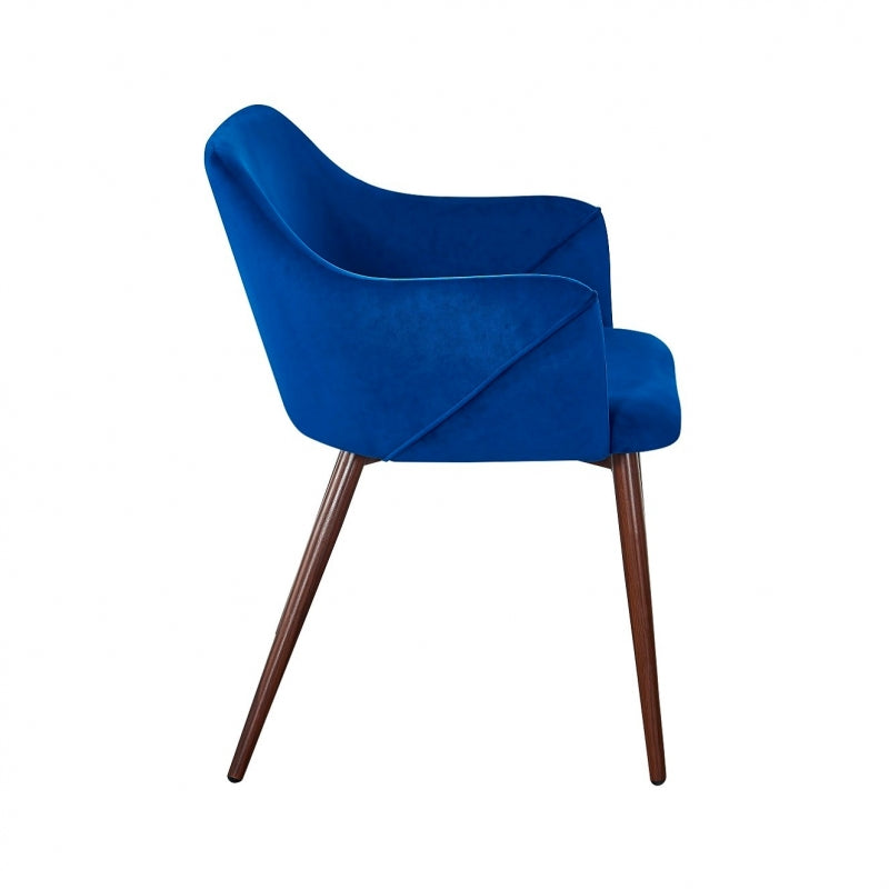 Sillon comedor Filip Terciopelo Azul Nogal