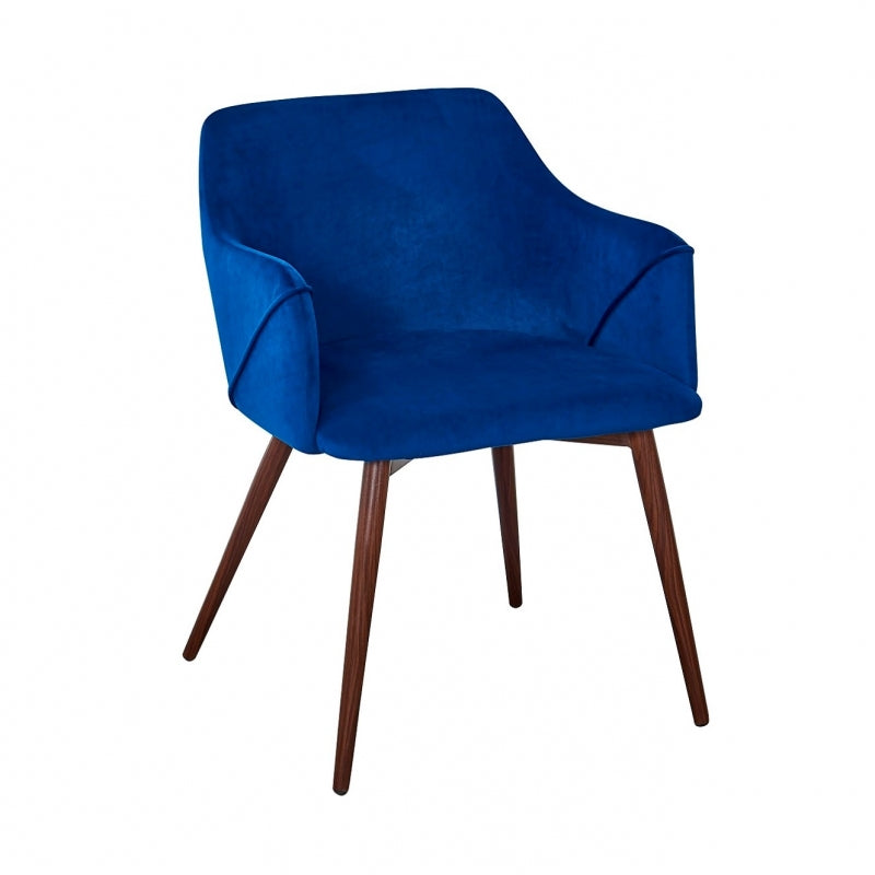 Sillon comedor Filip Terciopelo Azul Nogal