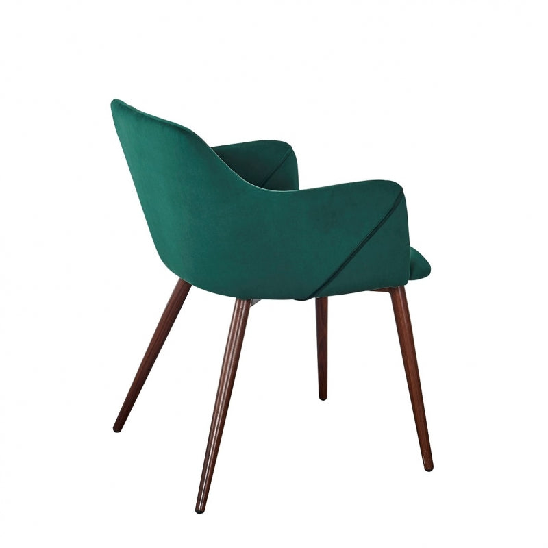 Sillon comedor Filip  Terciopelo Verde Nogal