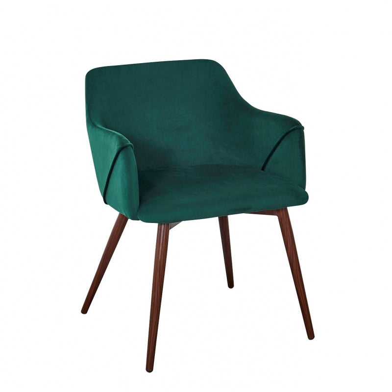 Sillon comedor Filip  Terciopelo Verde Nogal