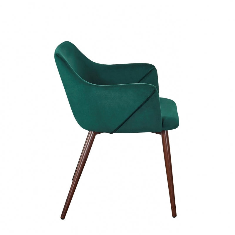Sillon comedor Filip Terciopelo Verde Nogal