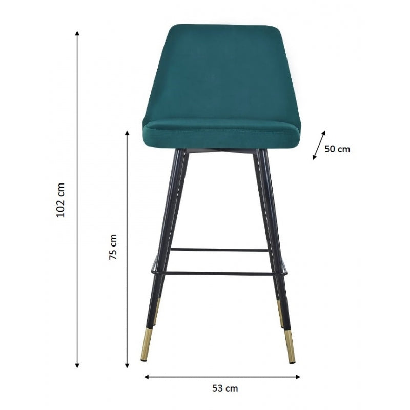 Taburete de bar  Hilton terciopelo verde H75 cms