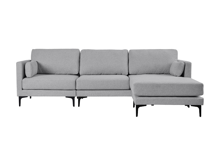 Sofa chaise longue 3 plazas tela gris Sofia