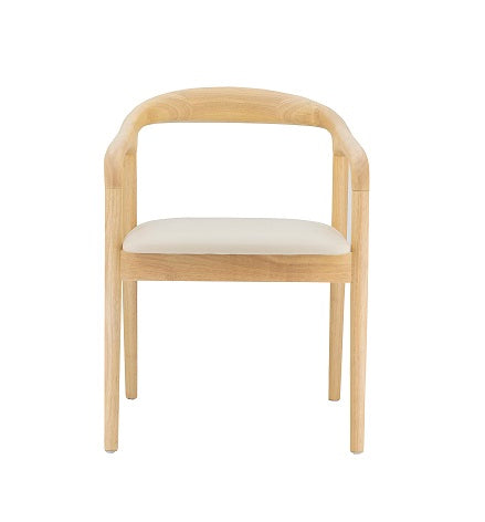 Silla de comedor de madera y tapizado beige Martins