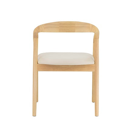 Silla de comedor de madera y tapizado beige Martins