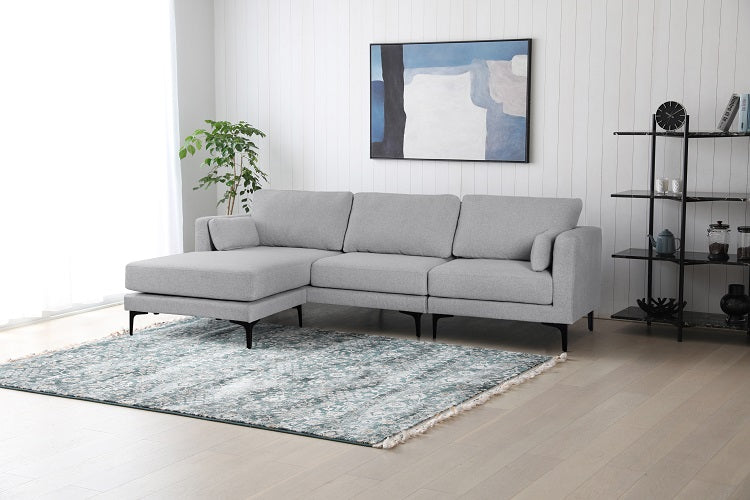 Sofa chaise longue 3 plazas tela gris Sofia