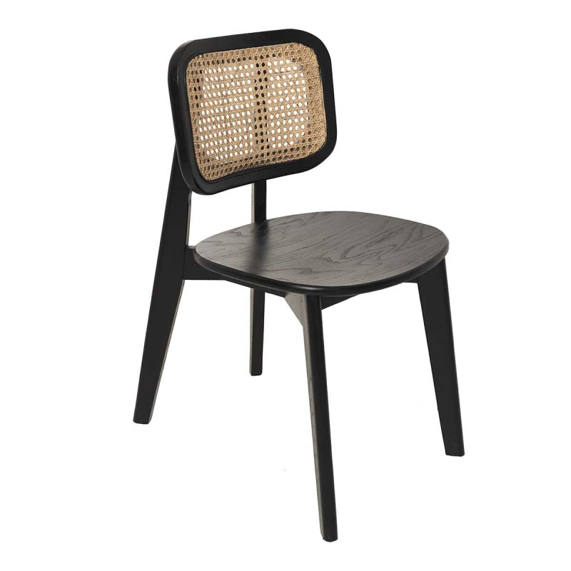 Silla de comedor de madera de olmo negra Ibis