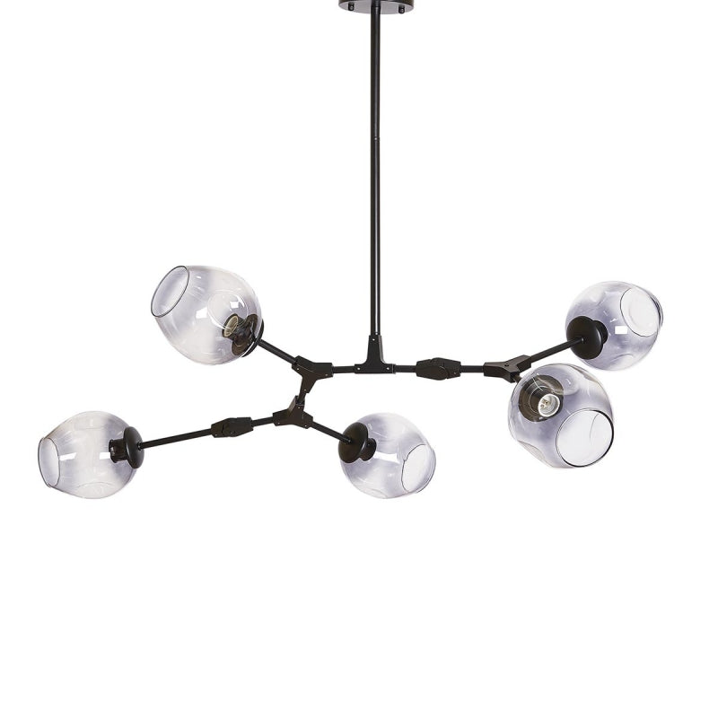 Lampara Chandelier 5 negro bolas gris