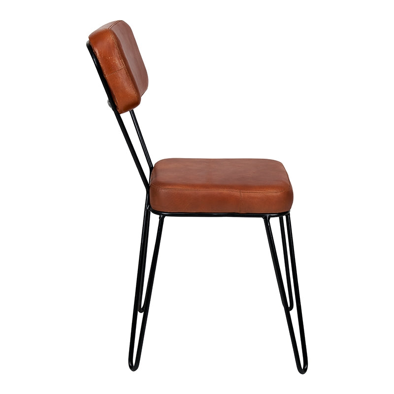 Chaise de salle à manger Tikko en acier et cuir