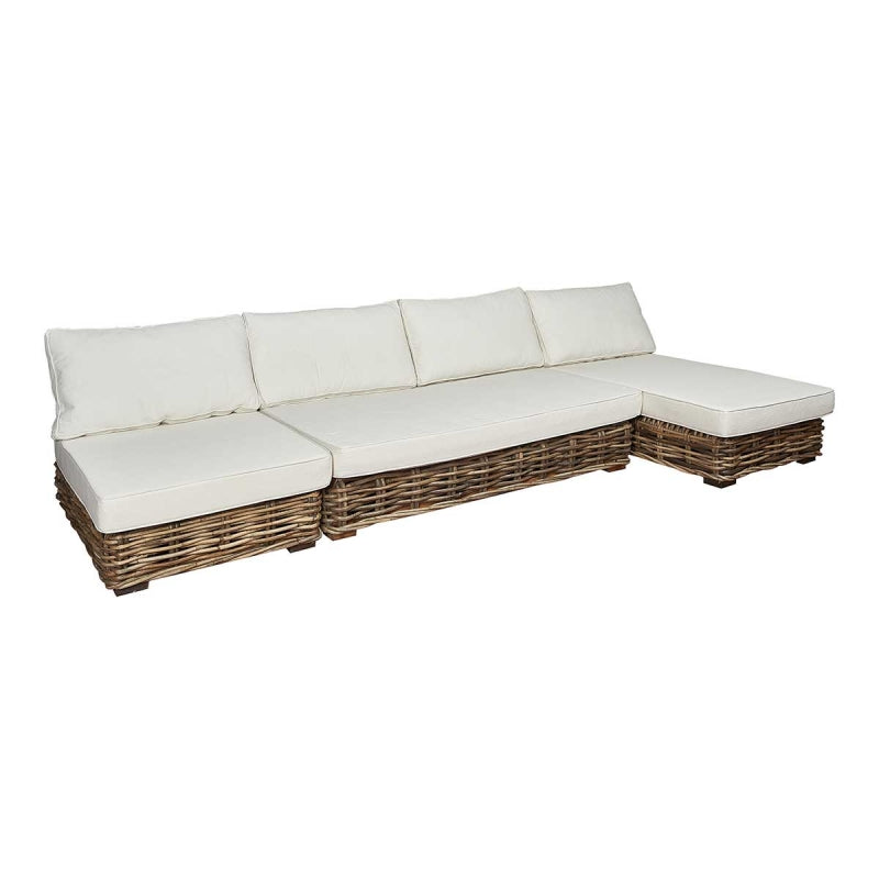 Sofá chaise longue modular ratán natural Caribe