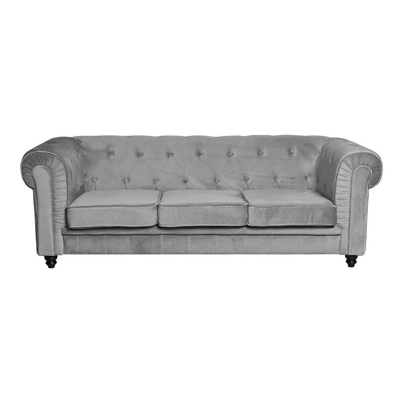 Sofá chesterfield terciopelo gris