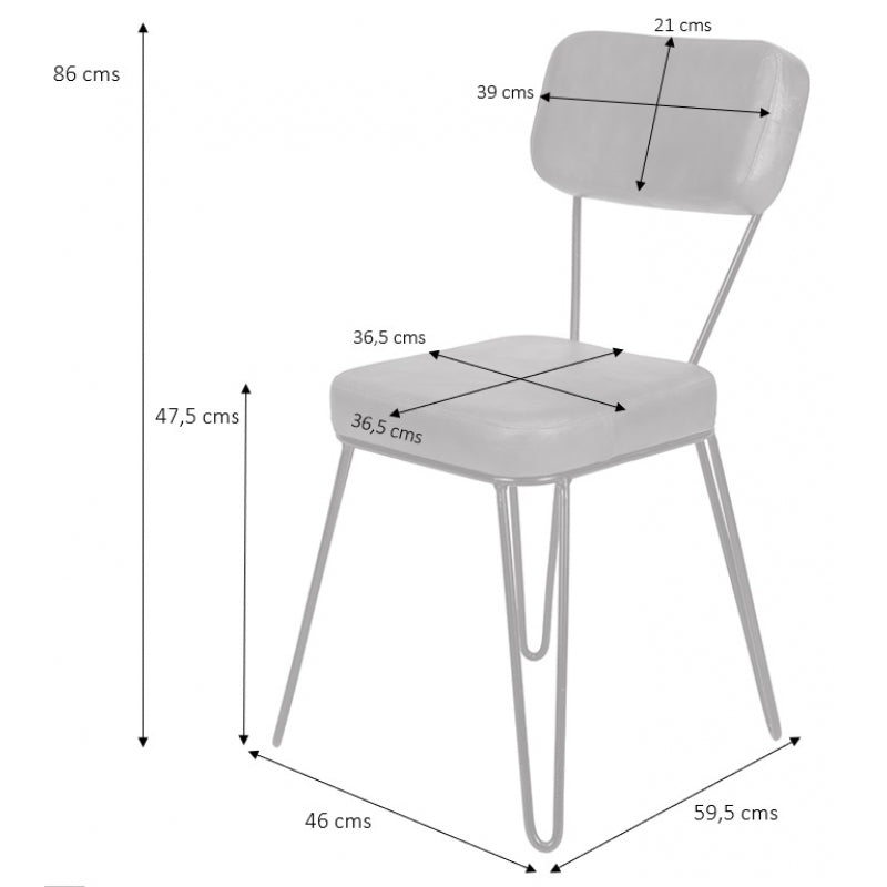 Silla de comedor acero y piel  Tikko