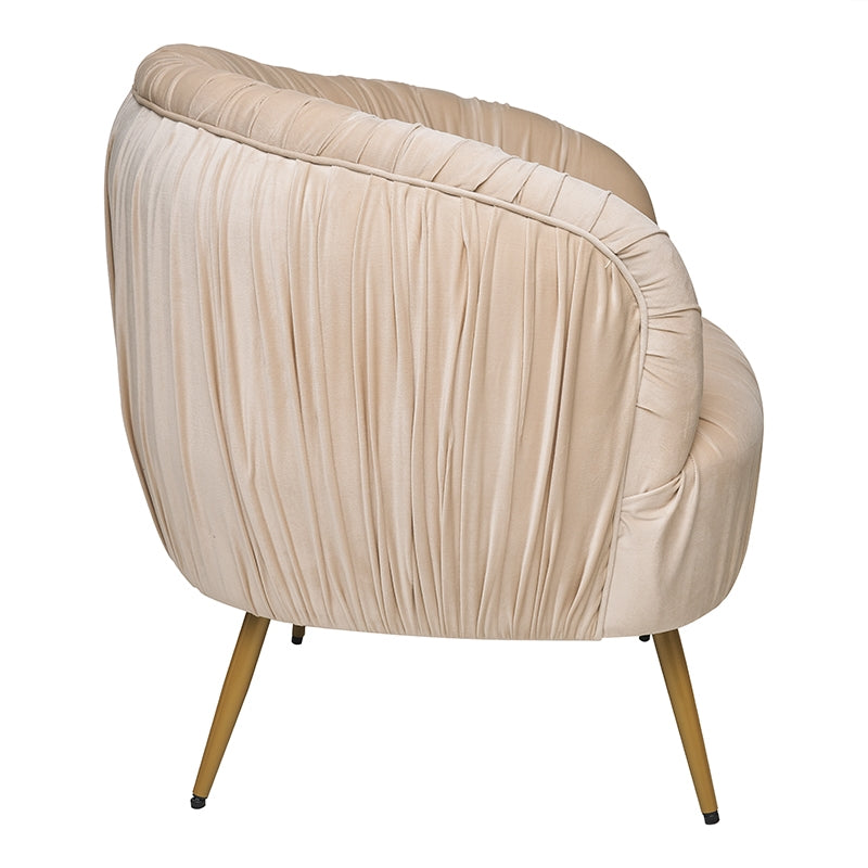 Sillón terciopelo patas oro Venice beige