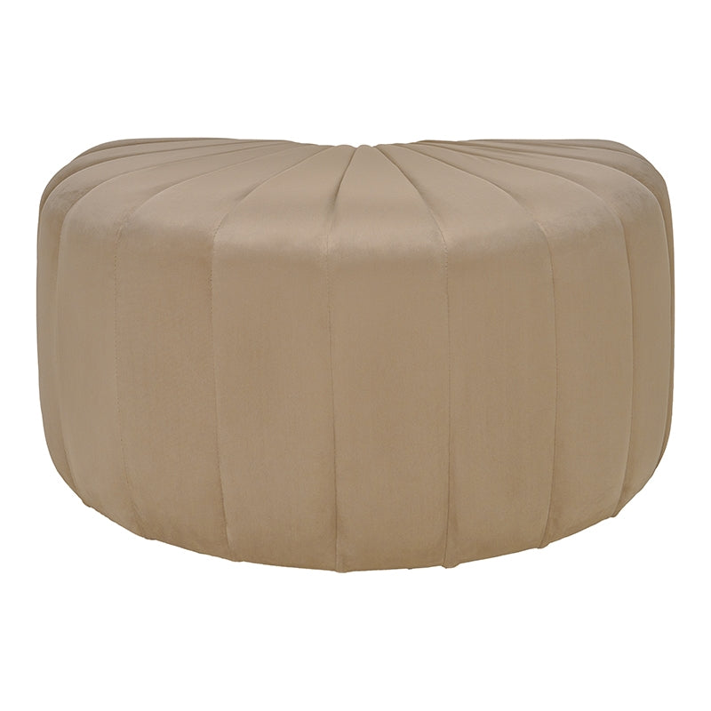 Pouf tapissé en velours beige Noah