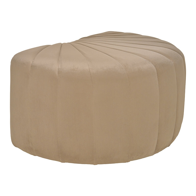Pouf tapissé en velours beige Noah