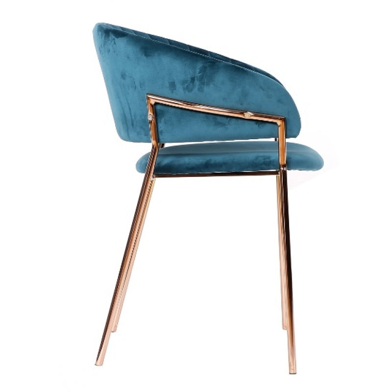 Silla Comedor Velvet Diana Gold Azul