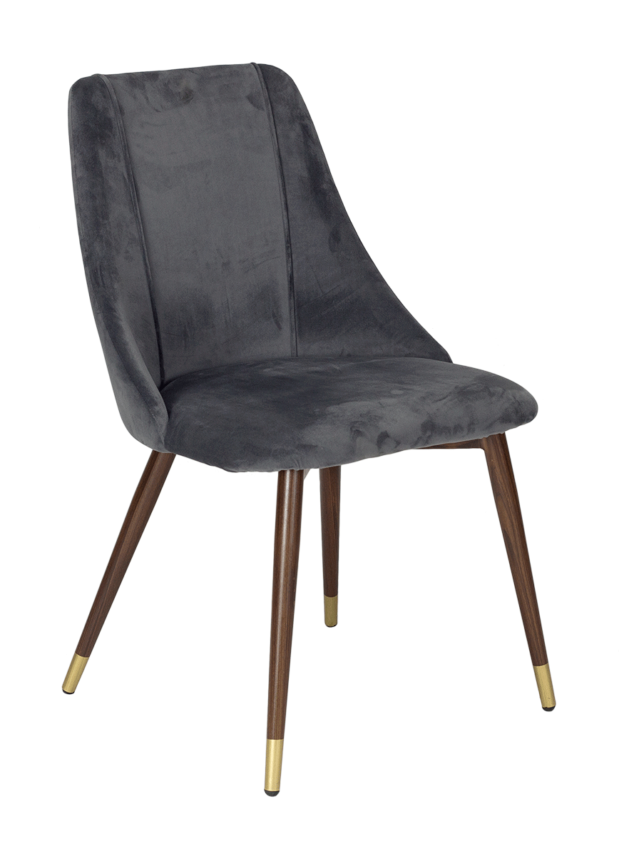 Chaise de salle à manger Corina en velours gris