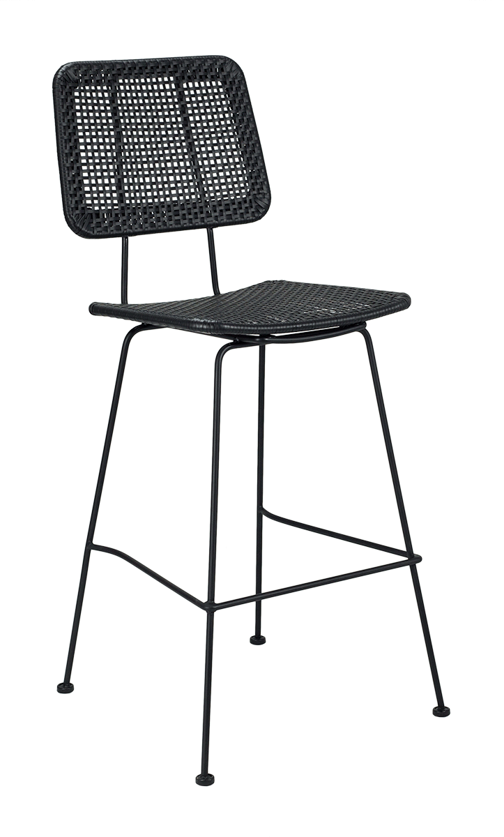 Tabouret de bar en rotin noir Bianca