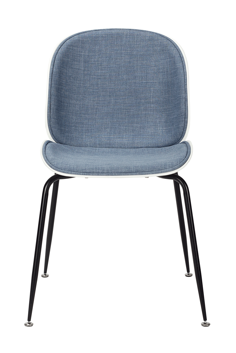 Cadeira Gubb branca com assento em tecido cinza