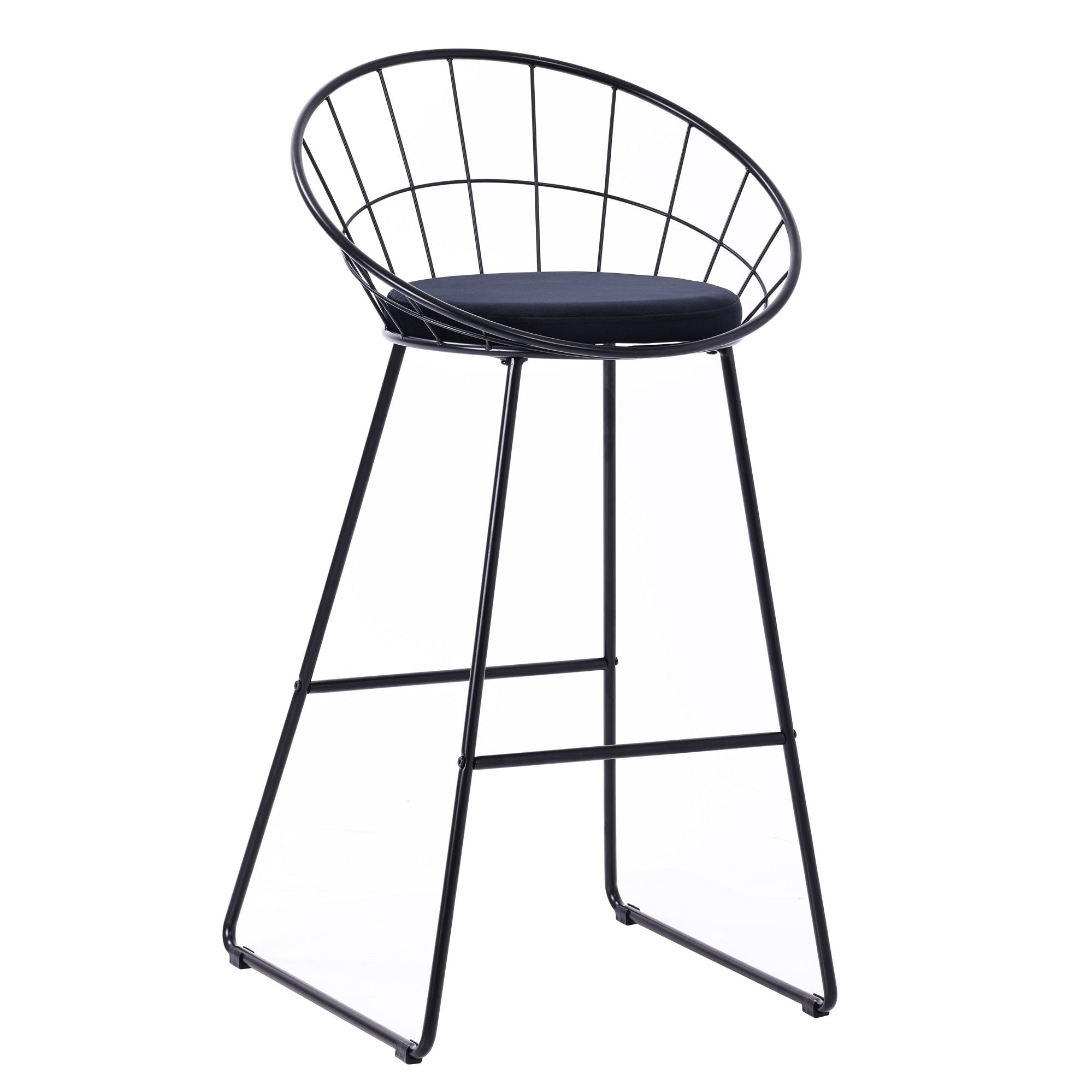 Tabouret de bar Versailles velours noir 75h