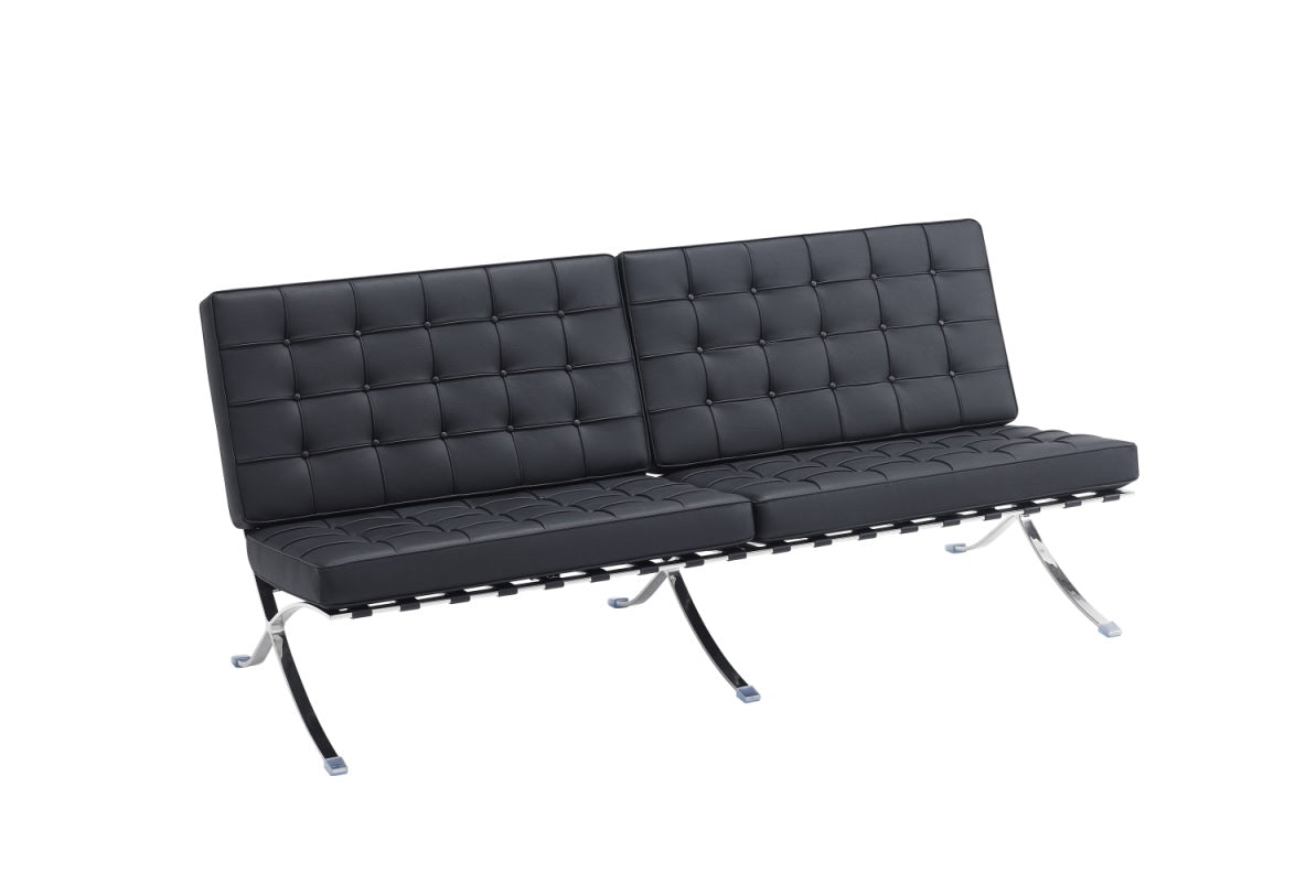 Poltrona Barna de 3 lugares design semi-couro Preto