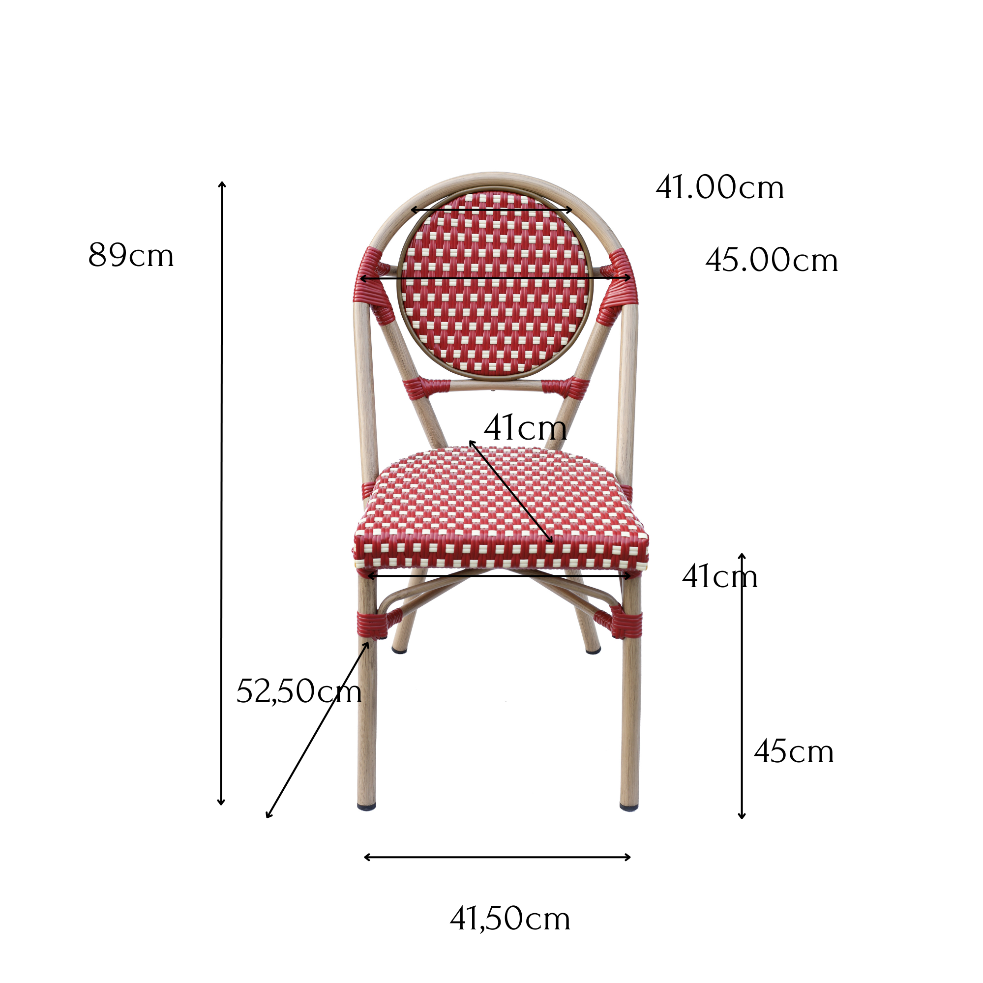Cadeira parisiense de vime sintético Denis vermelho