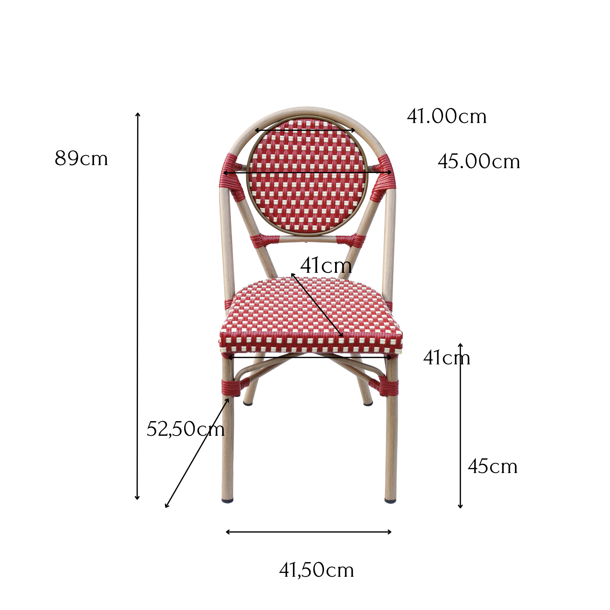 Chaise parisienne en rotin synthétique Denis rouge