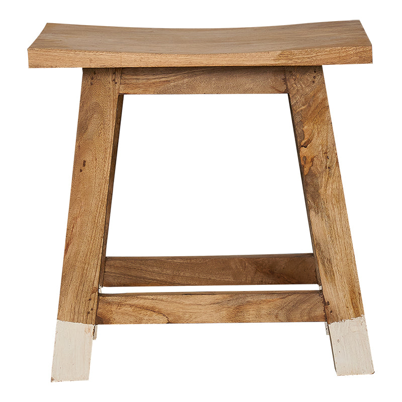 Tabouret bas vintage en bois Petrus