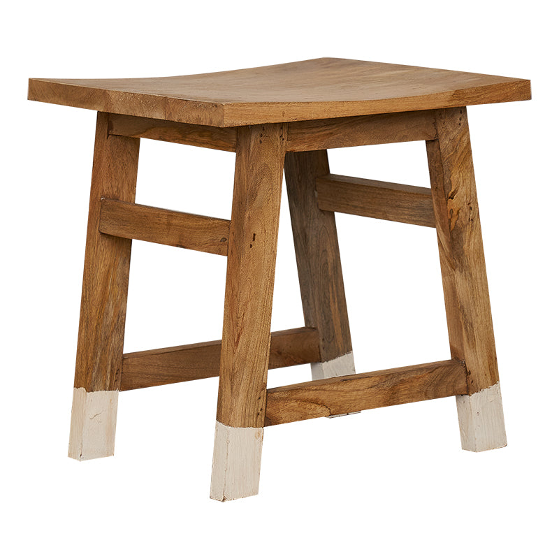 Tabouret bas vintage en bois Petrus