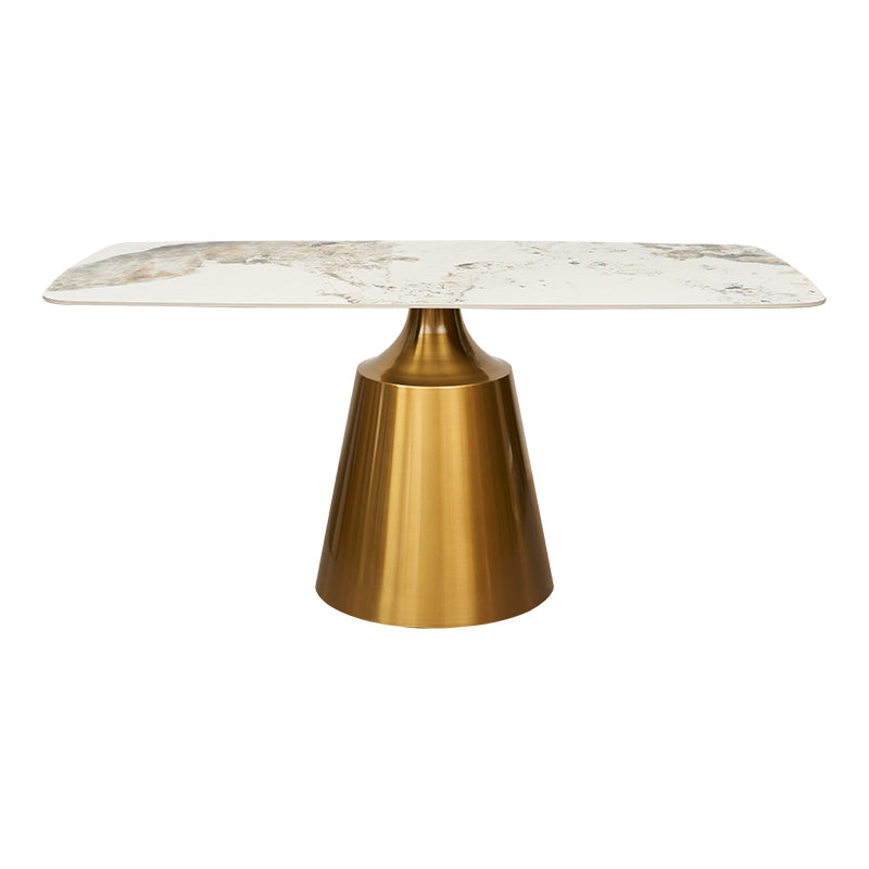 Mesa de comedor Coupra Dorada Rectangular 160/180 piedra sinterizada